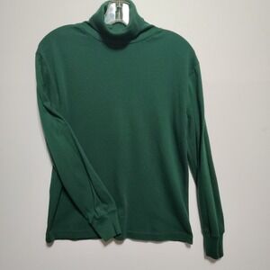 ERIKA & CO Long Sleeve Turtleneck Top Green‎ Cotton Polyester Blend Women Size L
